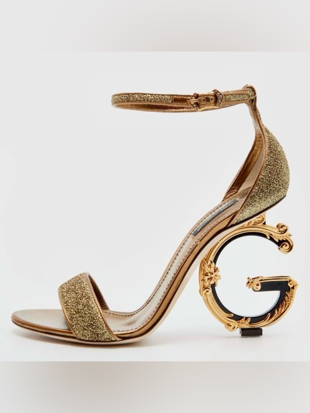 Dolce & Gabbana Bette Gold Lurex Sculptural Heel Sandals Size 40 Runway Luxury - Picture 5 of 7